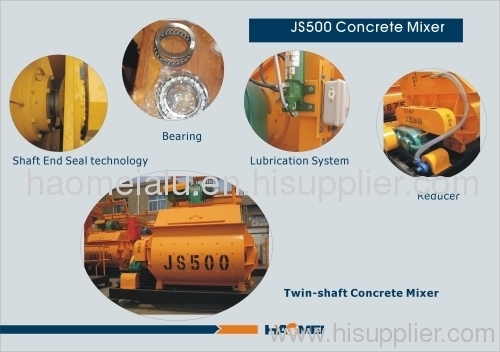 Twin shaft JS500 concrete mixer