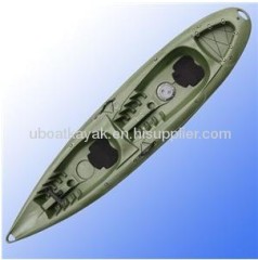 double kayak with fishing bracket installed can be used for fishing