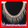 Gothic Punk Silver Spike Tassel Choker Bib Necklace For Sale