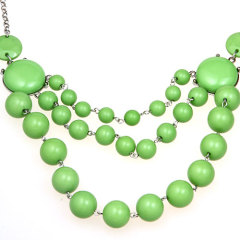 Olivine Resin Bubble Beads Three Layered Bib Necklace Jewellery