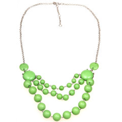 Olivine Resin Bubble Beads Three Layered Bib Necklace Jewellery