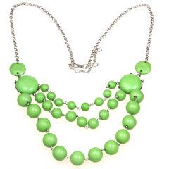 Olivine Resin Bubble Beads Three Layered Bib Necklace Jewellery