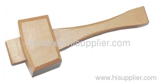 Wooden mallet hammer work with wood chisel