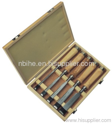 5pcs DIN5139 Bevel-edge carving chisel set with wood handle