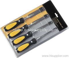 4pcs High-Level Wooden Chisel Set with easy plastic rack