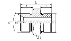 1BO BSP MALE DOUBLE USE FOR 60° CONE SEAT OR BONDED SEAL / SAE O-RING BOSS L-SERIES ISO 11926-3 HYDRAULIC HOSE FITTING