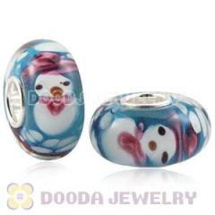 Authentic european Murano Glass Snowman Beads In 925 Silver Core Wholesale