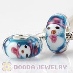 Authentic european Murano Glass Snowman Beads In 925 Silver Core Wholesale