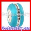 Frosted european Murano Glass Charm Bead With Swarovski Crystal Wholesale