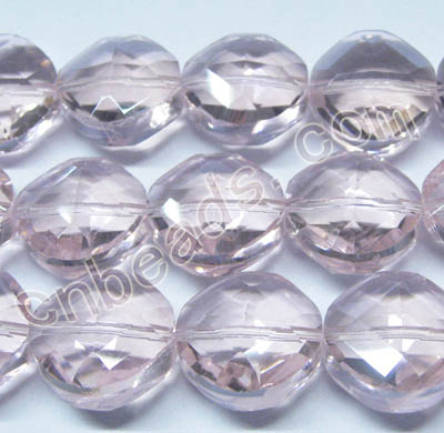 pink flat round Chinese cut crystal beads wholesale from China beads factory