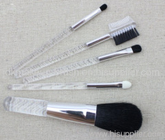 5pcs Goat hair Make up brush set with Acrylic handle PVC pouch