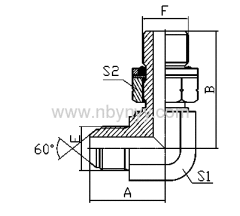 1SG9-OG 90° ELBOW JIS GAS MALE 60° CONE / BSP MALE O-RING HYDRAULIC ADAPTER FITTING ELBOW PIPE FITTING