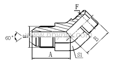 1ST4-SP 45° ELBOW JIS GAS MALE 60° CONE / BSPT MALE HYDRAULIC ADAPTER FITTING ELBOW PIPE FITTING