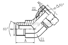 2B4 45° ELBOW BSP MALE 60° SEAT / BSP FEMALE 60° CONE HYDRAULIC ADAPTER FITTING ELBOW PIPE FITTING