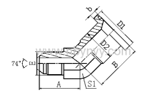 1JFL4 45° ELBOW JIC MALE 74° CONE / L-SERIES FLANGE ISO 6162-1 HYDRAULIC ADAPTER FITTING ELBOW PIPE FITTING