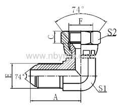 2Q9/2Q9-RN METRIC MALE 74° CONE / METRIC FEMALE 74° SEAT HYDRAULIC ADAPTER FITTING ELBOW PIPE FITTING