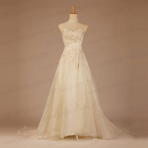 A Line Luxury Embroidered Wedding Gown