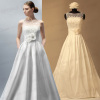 Real wedding dress pictures-Silky Taffeta wedding dresses with Sweep train
