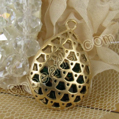 2012 New Hollow Drop Brass Pendant With Rhinestone Wholesale From China Beads Factory