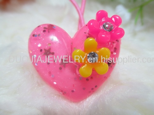 Fancy Handmade DBFS1104 Heart Shape Hair Rubber Band with Resin Design/Hair Elastic Band, Hair Accessories, multi color