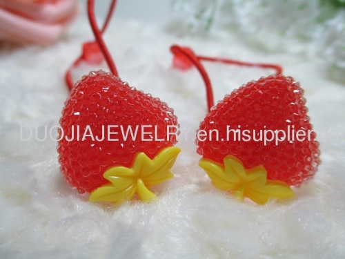 2012 fashion Fancy Handmade DBTS1105 Sweet Strawberry Shape Hair Rubber Bands with Resin Design/Hair Elastic Bands