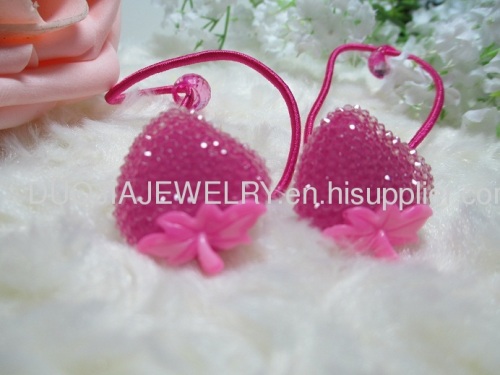 2012 fashion Fancy Handmade DBTS1105 Sweet Strawberry Shape Hair Rubber Bands with Resin Design/Hair Elastic Bands