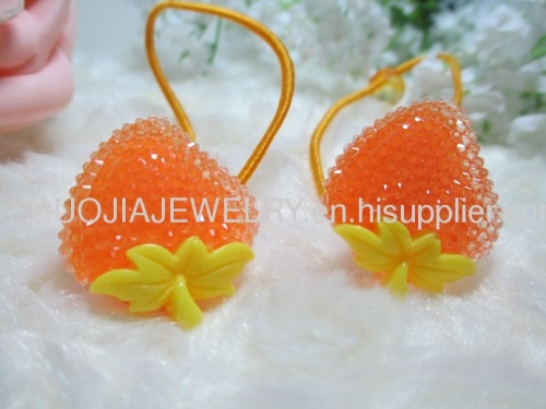 2012 fashion Fancy Handmade DBTS1105 Sweet Strawberry Shape Hair Rubber Bands with Resin Design/Hair Elastic Bands