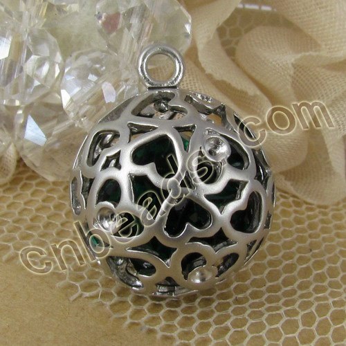 hollow brass pendant with rhinestone inside wholesale from China beads factory