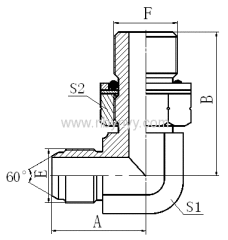 1KG9-OG 90° ELBOW JIS METRIC MALE / BSP MALE O-RING HYDRAULIC ADAPTER FITTING ELBOW PIPE FITTING