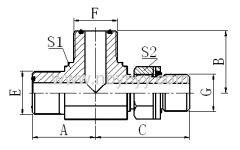 ADJUSTABLE STUD END S-SERIES TEE HYDRAULIC ADAPTER FITTING