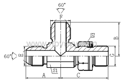 AKKG-OG JIS METRIC MALE / BSP MALE O-RING ADJUSTABLE STUD RUN TEE HYDRAULIC ADAPTER FITTING ELBOW PIPE FITTING