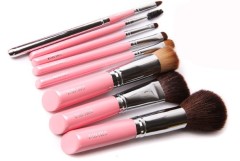 8PCS Pink Makeup Brush Kit with Zipper Pouch