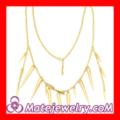 2013 Latest Design Cstume Jewelry Long Spiked Chain Necklace Gold