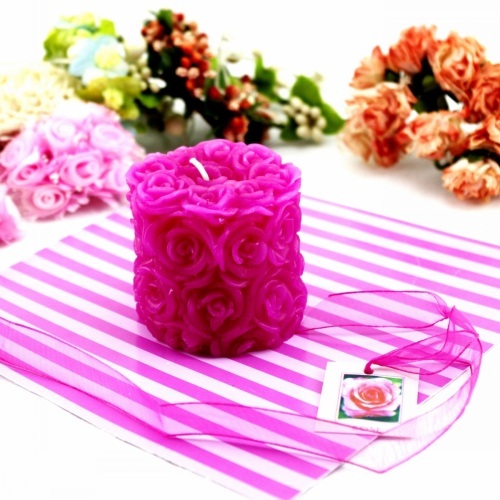 Valentine Wedding Pillar Rose Craft Candle Decoration Gift