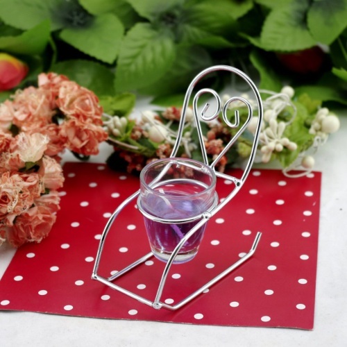 Purple Glass Iron Candle Holder (RC-493)