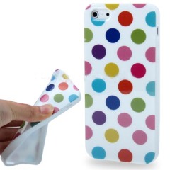 Newest dot Pattern Smooth TPU Case for iPhone 5 (White)