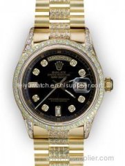 Swiss Replica Men's Black Dial Rolex Day Date Super President