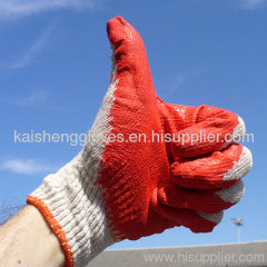 cotton with latex coated safety working gloves