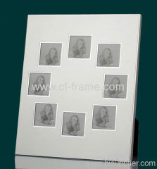8 opening aluminum photo frame with MDF and black velvet back and stand