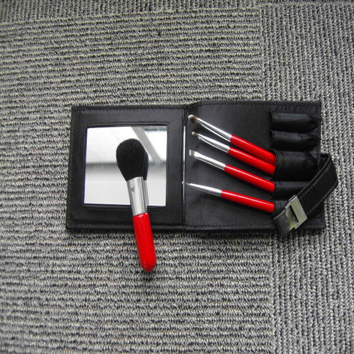 Red handle 5PCS Makeup brush set with Mirror