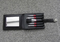 Red handle 5PCS Makeup brush set with Mirror