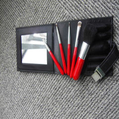 Red handle 5PCS Makeup brush set with Mirror