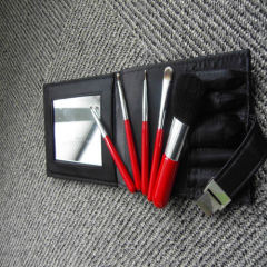 Red handle 5PCS Makeup brush set with Mirror