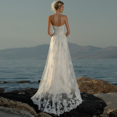 Halter Lace Beach Wedding Dresses