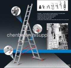 EN131 Aluminum 3 Section Triple Extend Extension Push Up Ladder