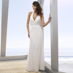 Long Halter Chiffon Beach Wedding Dresses