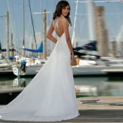 Halter Beaded Chiffon Beach Wedding Dresses