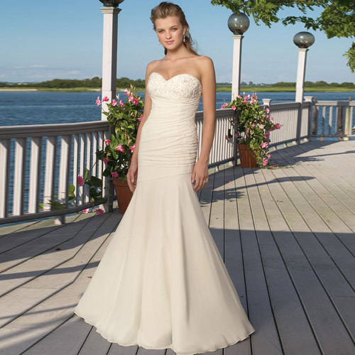 Sweetheart Mermaid Chiffon Beach Wedding dresses with Appliques