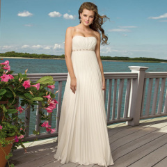 Simple Chiffon Empire Waist Beach Wedding Dress