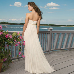 Simple Chiffon Empire Waist Beach Wedding Dress